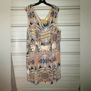 4X Plus Size Yellow Star Neutral Colors Dress Summer Womens Sleeveless